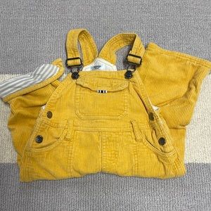 Mini Boden yellow corduroy overalls. Lined. Size 18-24 months.